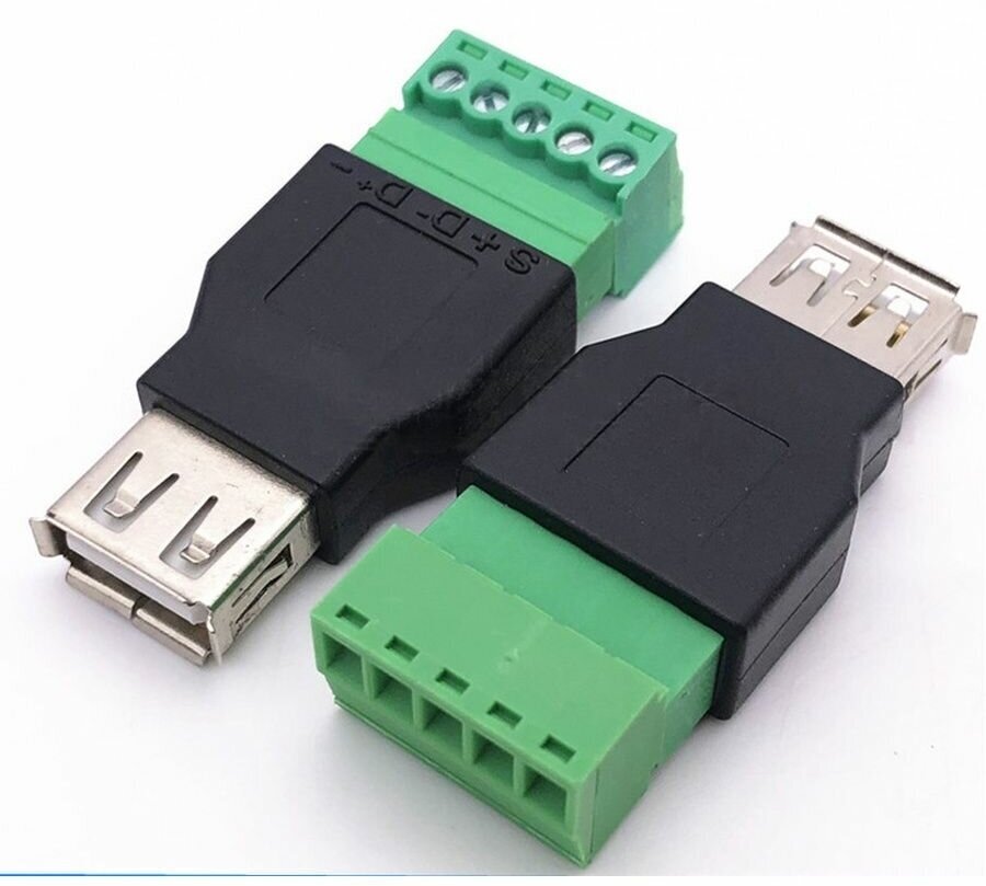 Разъем USB 2.0 гнездо с клеммной колодкой (под винт)