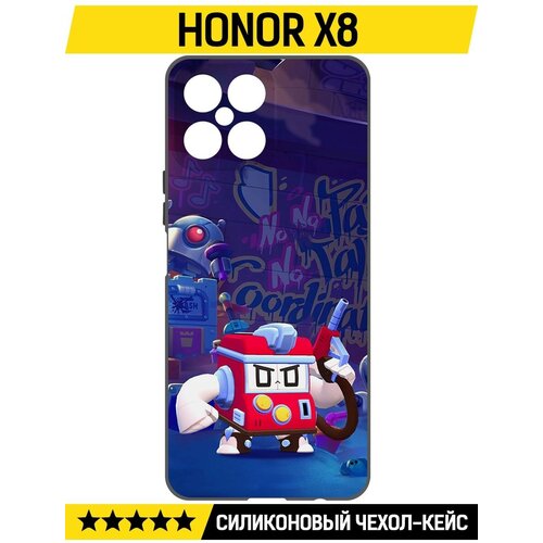 Чехол-накладка Krutoff Soft Case Brawl Stars - V8-БИТ для Honor X8 черный чехол накладка krutoff soft case brawl stars v8 бит для honor 70 черный