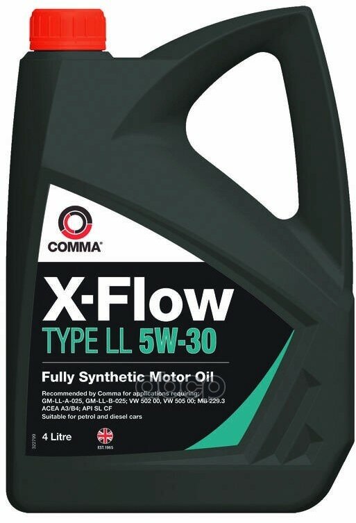 COMMA Comma 5W30 X-Flow Type Ll (4L)_Масло Мот! Синт A3/B4, Api Sl/Cf, Gm-Ll-B-025, Mb 229.3, Vw 502/505.00