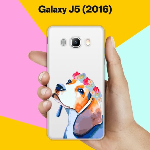 Силиконовый чехол на Samsung Galaxy J5 (2016) Бигль с цветами / для Самсунг Галакси Джи 5 2016 силиконовый чехол на samsung galaxy j5 2016 набор 11 для самсунг галакси джи 5 2016