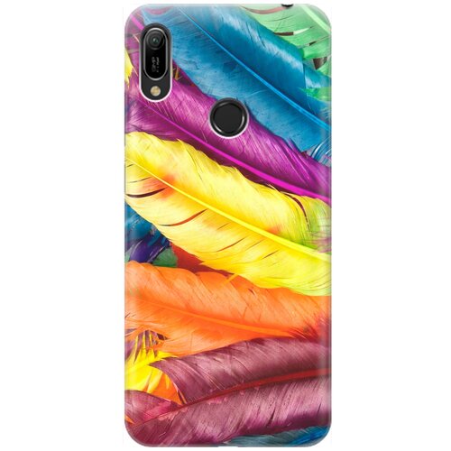 фото Re:pa накладка transparent для huawei y6 (2019) / honor 8a с принтом "разноцветные перья"