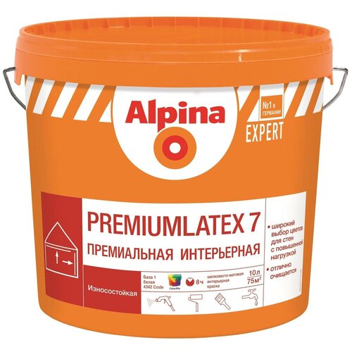 Краска водно-дисперсионная для внутренних работ Alpina EXPERT Premiumlatex 7 бесцветная база 3 2,35 л