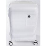 Пластиковый чемодан Leegi, цвет Белый, размер XL. Съемные и сдвоенные колеса. - изображение