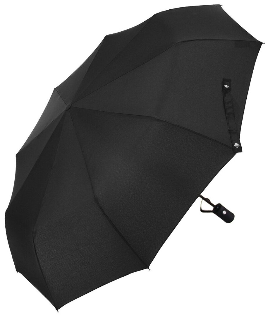 Зонт мужской полуавтомат черный, зонтик складной антиветер 3012, черный