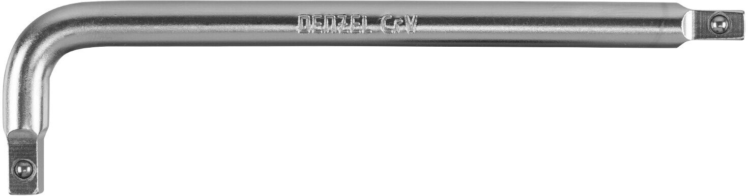 Вороток Г-образный Denzel 150*40 мм, квадрат 1/4", CrV, матовый хром 14061
