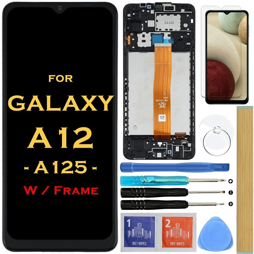 Дисплей в сборе с тачскрином для Samsung A125F (A12) Черный В рамке (100%LCD)