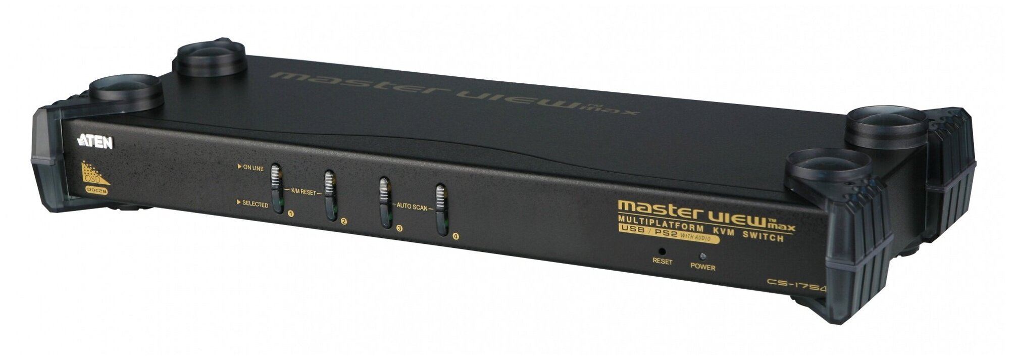 4- KVM-, 1 user(HDB15(SVGA Female)+2USB(  Female)+2Audio(Female)), KVM- (SPHD18(Female)+2Audio(Female))   64CPU ATEN CS1754Q9