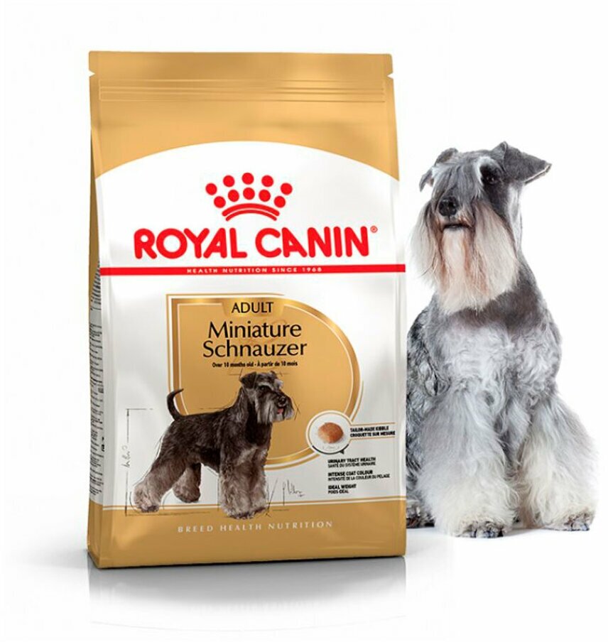 Корм для взрослых собак Royal Canin Miniature Schnauzer Adult (Миниатюрный Шнауцер Эдалт) сухой для породы Миниатюрный Шнауцер от 10 месяцев, 3 кг - фотография № 9