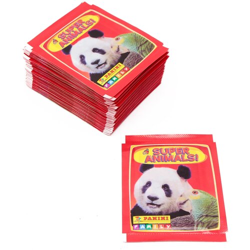 50 пакетиков наклеек Panini Super Animals (250 наклеек)