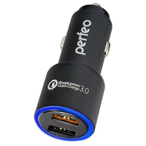 фото Автомобильное зарядное устройство perfeo auto2 qc с qc3.0, 2xusb, qc3.0+2.4а (черный)