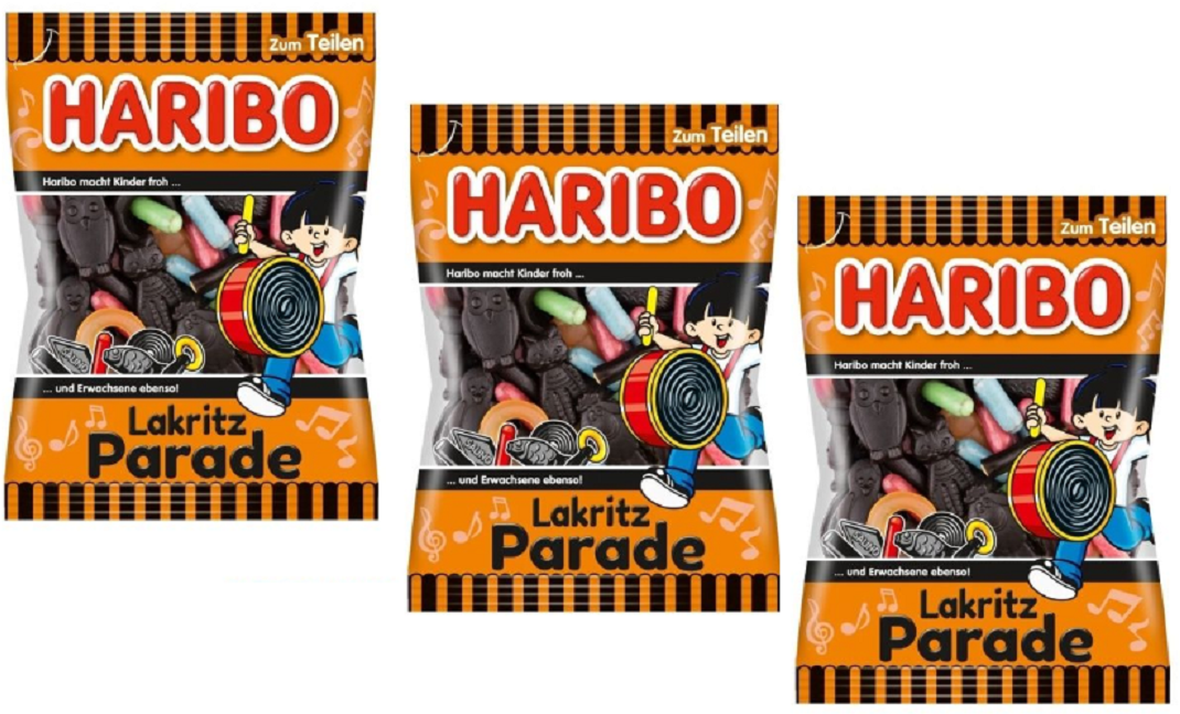 Мармелад жевательный Haribo Lakritz Parade (Лакричный Парад), ( 3 уп. х 175 гр.), Германия.