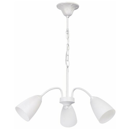 Люстра классическая на цепи с пластиковыми плафонами RS201/3, 3*Е14, белый