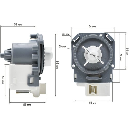 сливной насос для стиральной машины hanyu b20 6ac 9010210 220 240v 30w на трех болтах контакты спереди раздельно Насос сливной (помпа) HANYU для стиральной машины Bosch