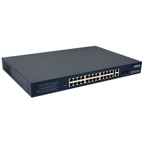 Коммутатор OSNOVO PoE 24 x 10100 Base-T PoE 2 x GE Combo Uplink RJ45 SFP PoE на порт - до 30W суммарно PoE до 385W 2992300₽