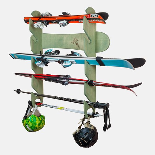 Держатель для лыж настенный STANDWOOD Ski-5.2H Шалфей подставка для лыж standwood ski 4 2h шалфей