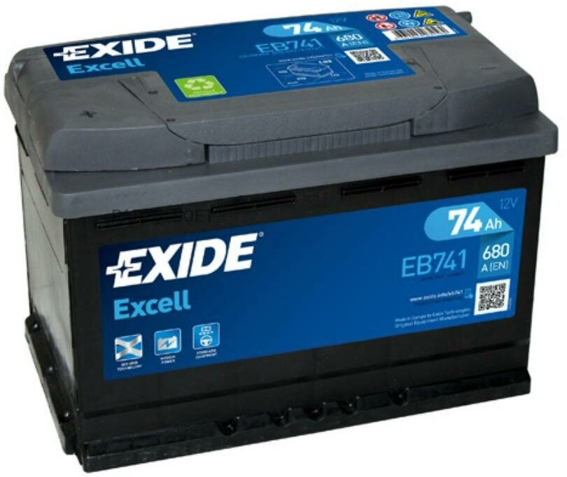 Exide eb741 excell_аккумуляторная батарея! 19.5/17.9 рус 74ah 680a 278/175/190\