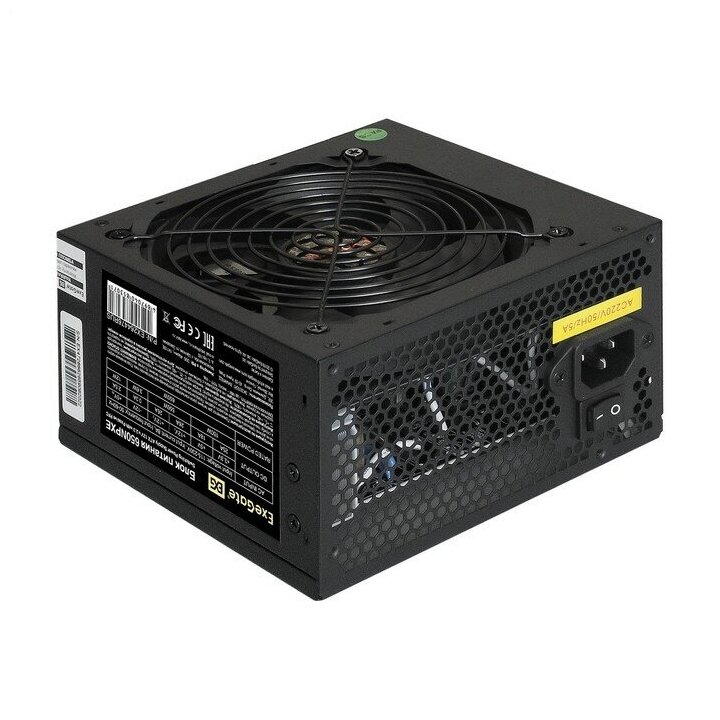 Блок питания EXEGATE 650NPXE (ATX, PPFC, PC, 12cm fan, 24pin, (4+4)pin, PCIe, 3xSATA, 2xIDE, FDD, black, кабель 220V в комплекте)