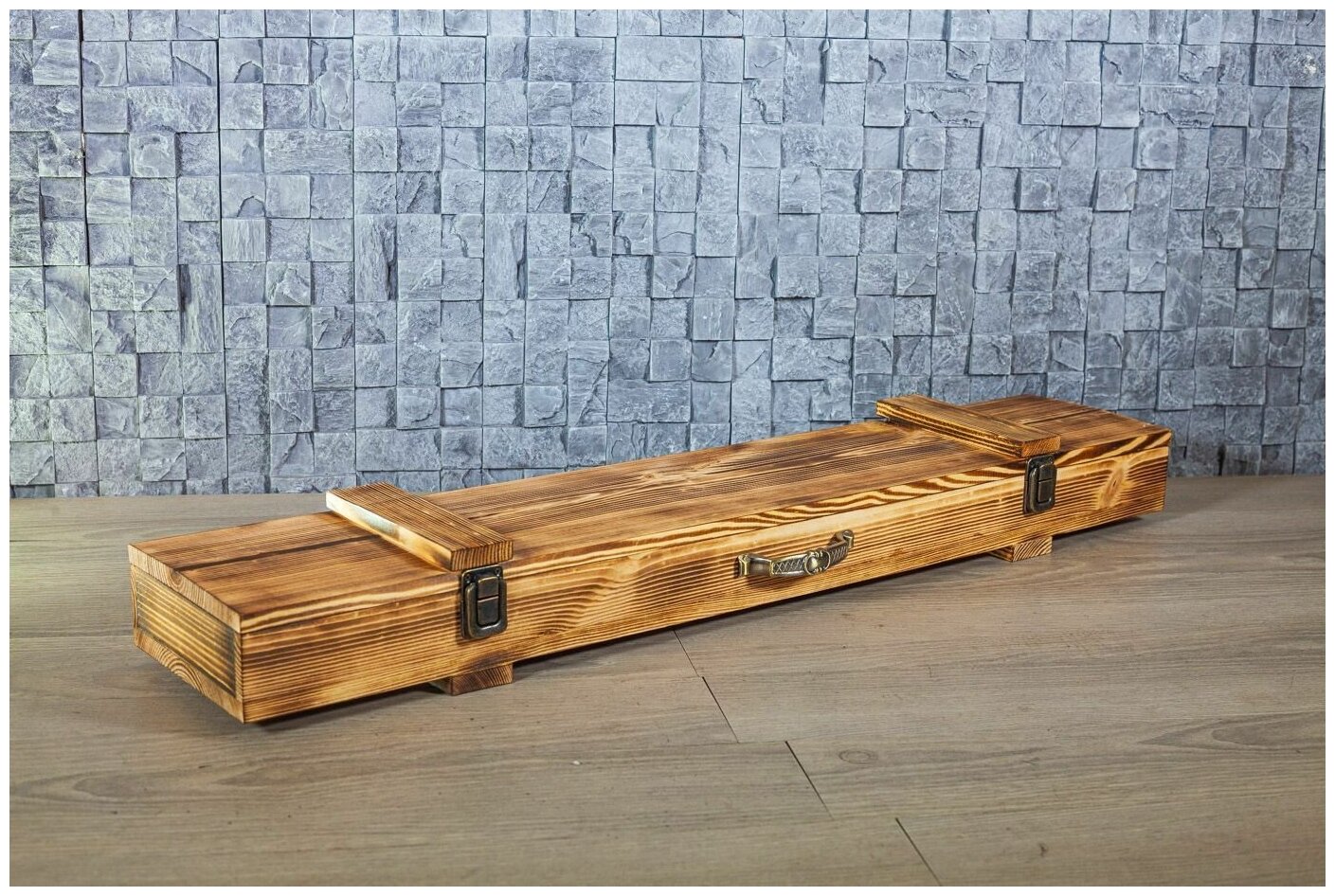 Деревянная коробка с обжигом для 6 шампуров - фотография № 9