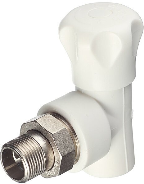 Клапан полипропиленовый VALTEC (VTp.718. V.02505) 25 мм х 3/4 НР(ш) для радиатора с американкой угловой