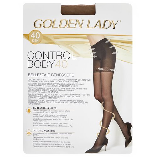 фото Колготки golden lady control body, 40 den, с ластовицей, утягивающие, с шортиками, размер 2, бежевый, коричневый