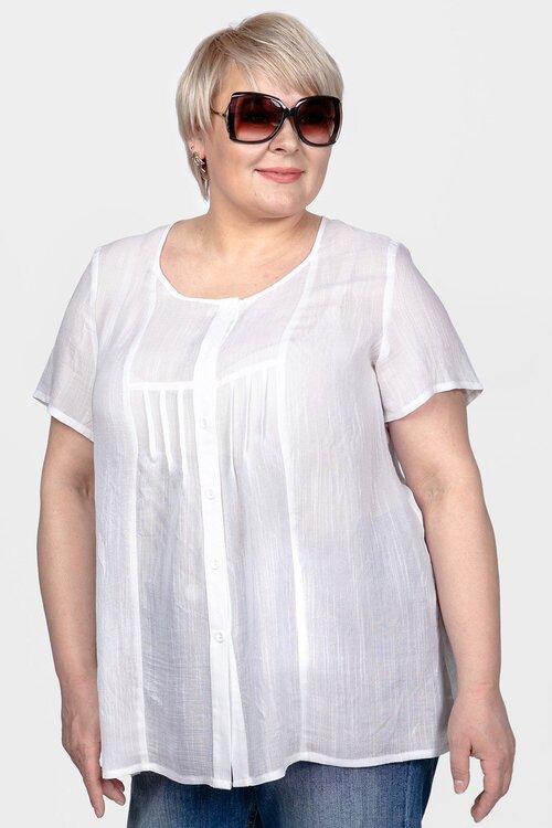 Блуза  SVESTA, повседневный стиль, свободный силуэт, короткий рукав, размер 52, белый