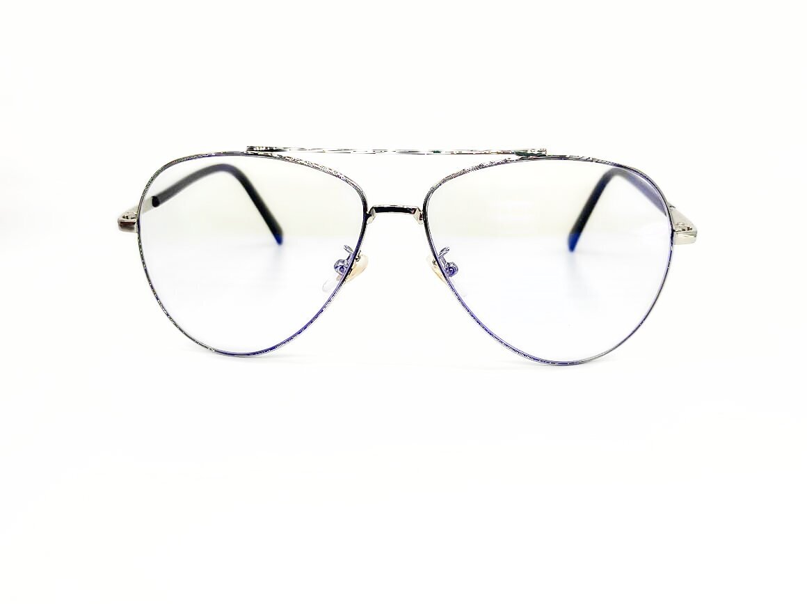 фото Стильные компьютерные очки Авиатор оправа серебристая с футляром