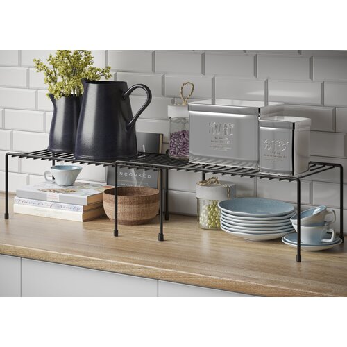 Полки для кухни найди универсальные раздвижные, органайзер для кухни, 32-64х23х14см. Черный муар