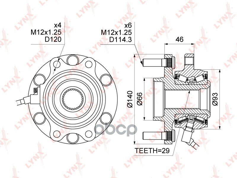 Ступица Передняя В Сборе Подходит Для Nissan Pathfinder(R51) 2.5D-4.0 05 / Navara(D40) 2.5D-3.0D 05 Wh-1104 LYNXauto арт. WH-.