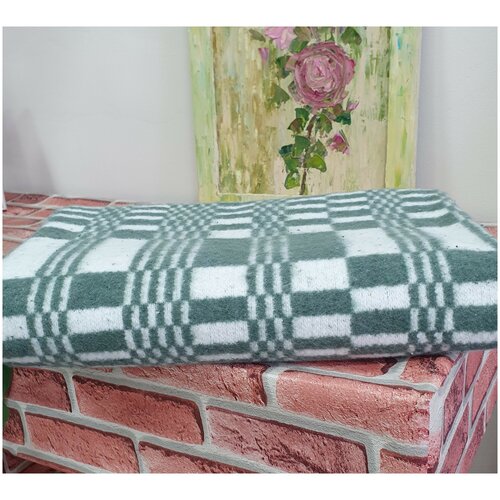 Одеяло байковое 100х140 Зеленая клетка, детское, зимнее, в кроватку, теплое