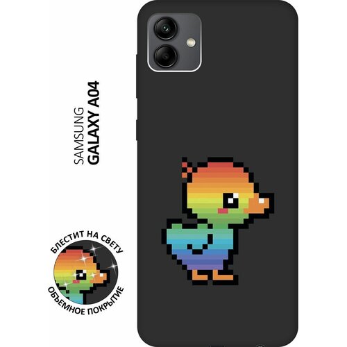 Матовый Soft Touch силиконовый чехол на Samsung Galaxy A04, Самсунг А04 с 3D принтом Pixel Duck черный матовый soft touch силиконовый чехол на samsung galaxy a04 самсунг а04 с 3d принтом colorful parrot черный