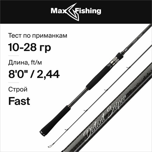 спиннинг для рыбалки crazee heavy rock fish s862h max 28гр 259 см для ловли окуня щуки судака жереха удилище спиннинговое Спиннинг для рыбалки Rapala Distant Sniper 802MF 10-28гр, 244 см, для ловли окуня, щуки, судака, жереха, удилище спиннинговое