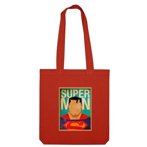 сумка superman супермен марвел marvel комиксы красный Сумка шоппер Us Basic, красный
