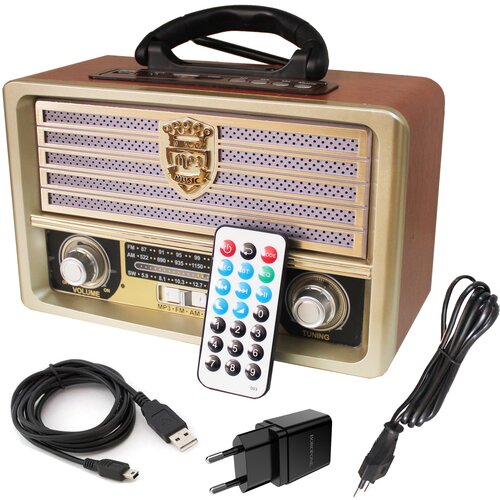 Чувствительный Bluetooth радиоприемник с ретро-дизайном Meier M-U113BT Light с блоком питания DC 5V 1А в комплекте 354600₽