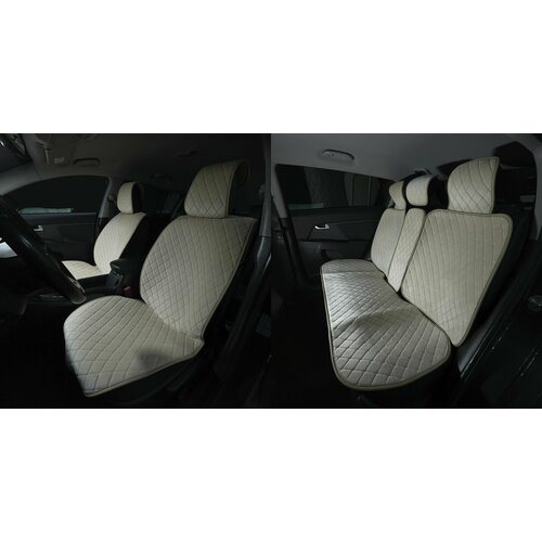 Накидки для Aston Martin Vanquish купе II (2012-2023) / Астон Мартин Ванквиш на весь салон Maximal Ромб, Алькантара, Бежевый