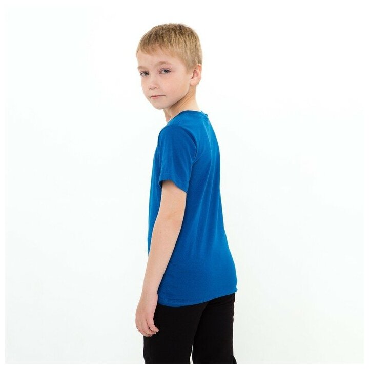 Футболка детская, цвет синий, рост 122 см - фотография № 4