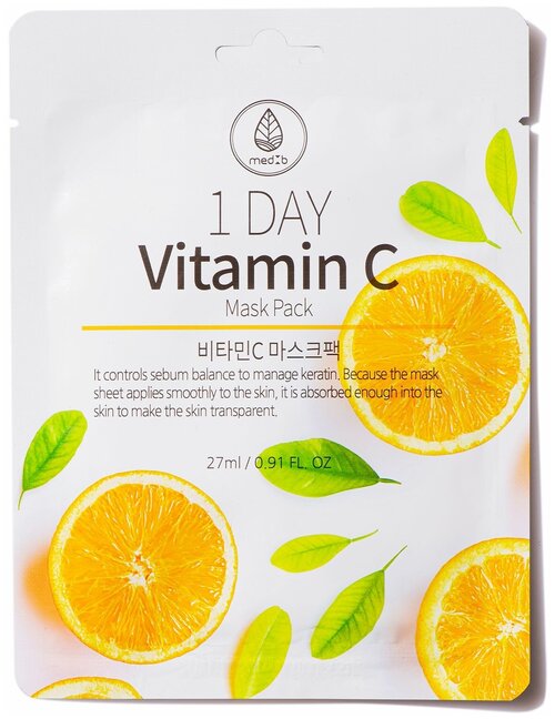 Med B Ампульная тканевая маска для лица с витамином С 27 мл 10 шт Vitamin C Ampoule Active Mask Корея