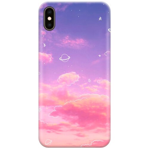 фото Силиконовый чехол на apple iphone xs max / эпл айфон икс эс макс с принтом "розовое небо и космос" re:pa
