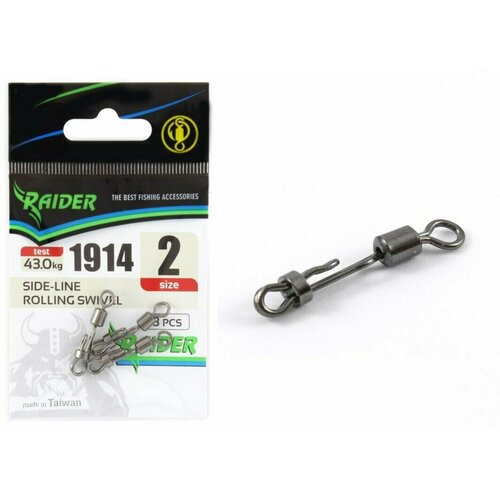 фото Карабин быстросъём raider side-line rolling swivel (уп.3шт) №2 (test 43.0кг), для рыбалки, рыболовный