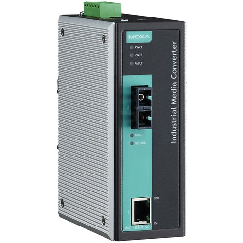 Промышленный конвертер Ethernet 10/100BaseTX в 100BaseFX (многомодовое оптоволокно, разъем SC), релейный выход