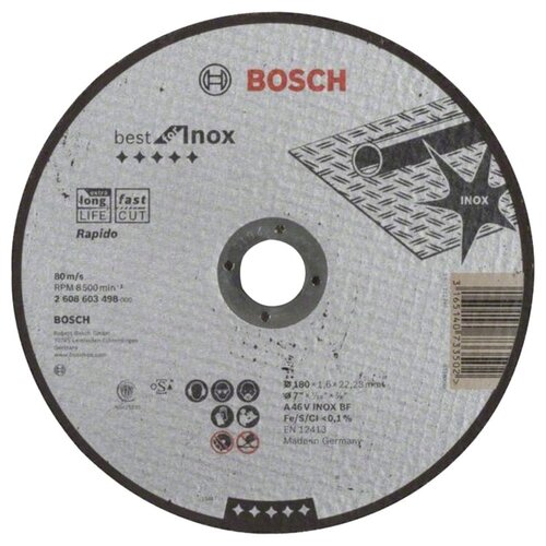 фото Диск отрезной bosch best for inox 2608603498, 180 мм 1 шт.