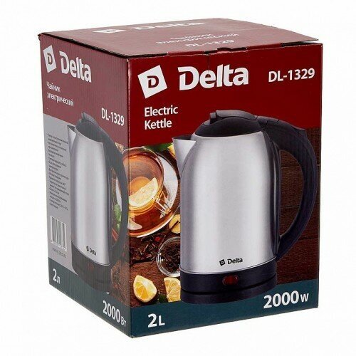 Чайник DELTA DL-1329, серебристый/черный
