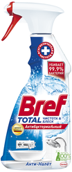 Bref Антибактериальный чистящий спрей для сантехники и других поверхностей Total Чистота и блеск Анти-Налет, 0.5 л