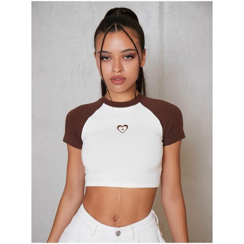 Футболка FEELZ, размер S, белый, коричневый