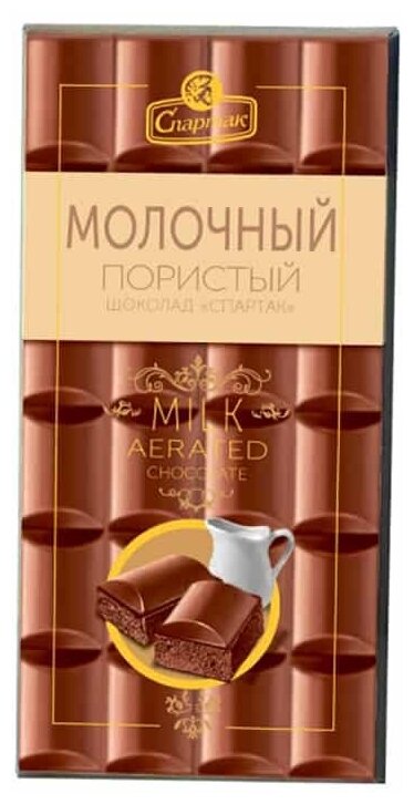 Шоколад "спартак" пористый молочный 70г/Спартак
