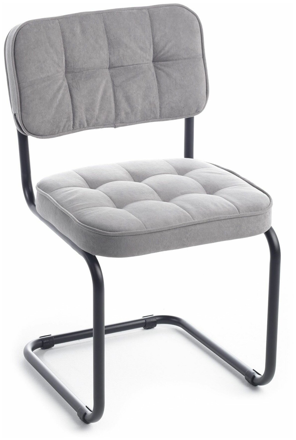 Конференц-кресло для офиса (комплект 2 шт.) Сильвия Сomfort, Велюр Neo 25 (серый)/Металл черный