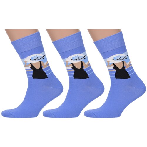 Комплект из 3 пар мужских носков MoscowSocksClub nm-380, синие, размер 27 (41-43)