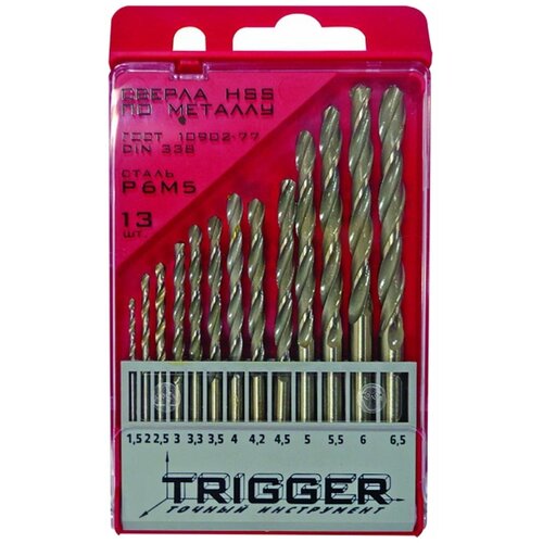 Набор сверл по металлу (13 шт; 1.5-6.5 мм; P6M5) триггер 74341 тов-155651