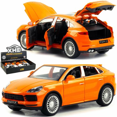 Металлическая машинка XHD 1:24 Porsche Cayenne Turbo S 2402 инерционная, свет, звук, оранжевый машинки игрушки автомобиль для мальчиков детские новый год подарки детям ребенку игрушечные коллекционные порше модельки