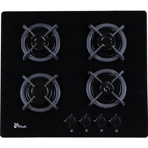 Газовая варочная панель Лысьва GR0400G00 ПГВ41К черная решетка чугунная одинарная 9500₽