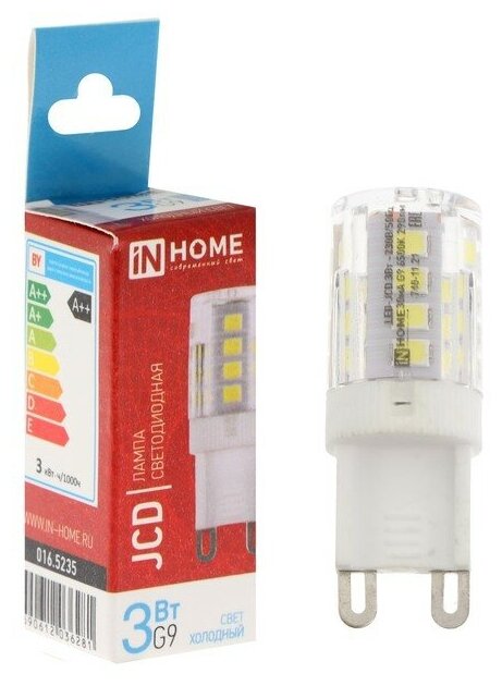 Лампа светодиодная IN HOME LED-JCD 3 Вт 230 В G9 6500 К 290 Лм